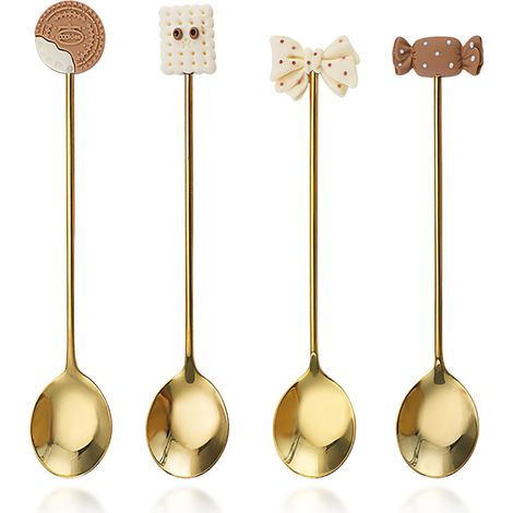 niedliche, langstielige goldene Kaffeelöffel – 14 cm lange Teelöffel aus Edelstahl, ideal für Desserts und als Tischdekoration