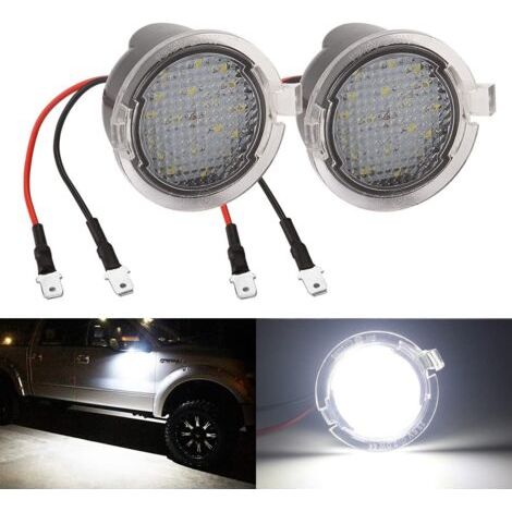 BUNTHAUS LED Lumière de flaque de rétroviseur Lumière de bienvenue de voiture Miroir lumière Fonction de décodage Lumière de porte de voiture CANBUS Pour F150 Edge Mondeo Explorer Taubus (1/5)