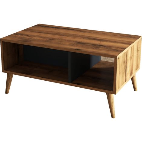 Table basse en bois "Exxen" - 90 x 41 x 54 cm - Gris anthracite