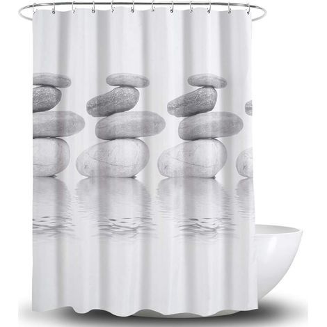 Rideau de douche, anti-bactérien, résistant à la moisissure et imperméable, de rideau de douche, en polyester, 180 x 180 cm, gris galets gris (1/5)