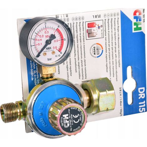 Réducteur de pression gaz GPL 1-4 bar avec manomètre – Débit 10 kg/h – Utilisation professionnelle – Température -20°C à +50°C – CFH