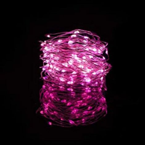 Guirlande lumineuse - - Mini LED - 10 lumières - 1 m - Rose - Pile (1/5)