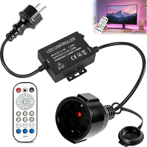 Guirlande lumineuse LED 1500 W avec télécommande, AC 220-240 V, interrupteur enfichable, variateur d'intensité pour barres lumineuses et lampes à intensité variable, télécommande à 20 boutons (1/5)