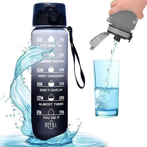 Ecarla 1L Ombre Grau und Schwarz Wasserflasche mit Messskala BD16 (1/5)