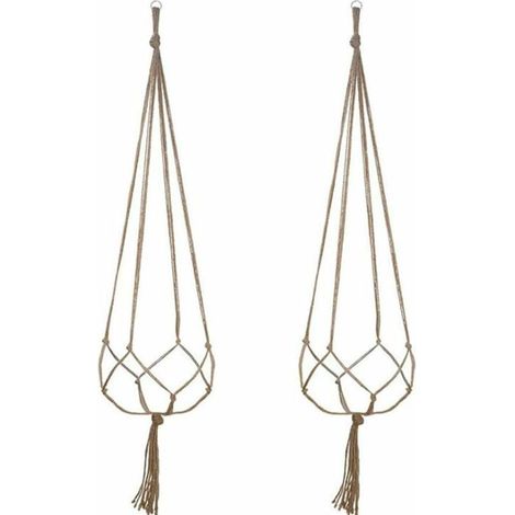 DEESSE SHOP - Macramé Corde Pot De Fleur Suspendu Panier Plafond Plante Cintre Tissé Chanvre Corde Net Sac Suspendu Titulaire Plante Balcon Jardin Décoration De La Maison(90cm) (1/5)