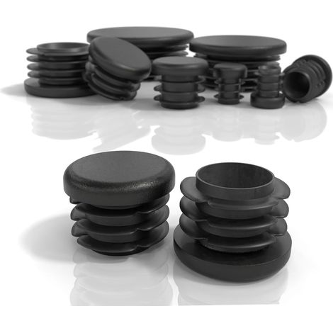 Bouchons ronds pour tubes métalliques - Lot de 4 - Polyéthylène noir - Protection sol et silence - Pour chaises tables canapés - Diamètre 32 mm (1/5)