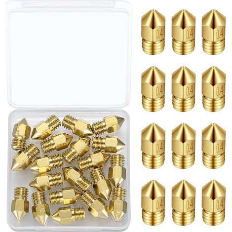 20 Pcs 0,4 mm MK8 Buses en Laiton pour Imprimante 3D Extrudeuse, Buses d'imprimante Compatible avec Creality Ender 3/Ender 3 V2/Ender 3 Pro/Ender 3 Max/Ender 5 Pro/Ender 3 S1/Ender 3 Neo/CR- 10S (1/5)
