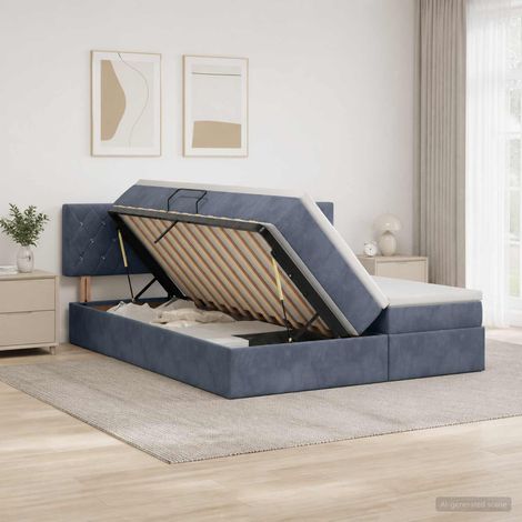 vidaXL Letto con Contenitore con testiera 2 pz Grigio Scuro (1/5)