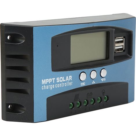 100-A-Solarladeregler (12 V/24 V), LCD-Bildschirm, 2 USB-Ausgänge, Überstromschutz, selbstadaptierendes Solarpanel (1/5)