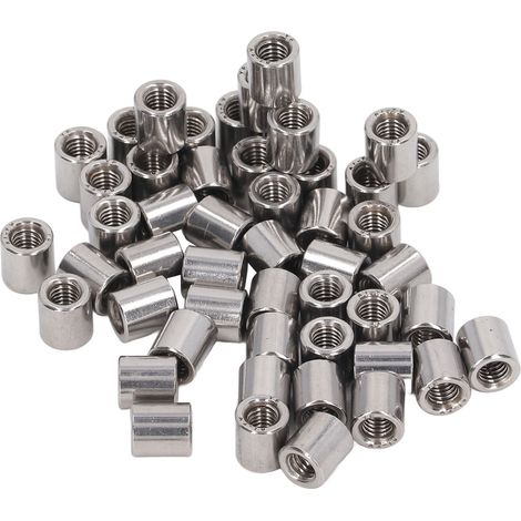 50 écrous de raccordement pour tige ronde, filetage femelle M6x1,0, 10 L11 mm, en acier inoxydable 304
