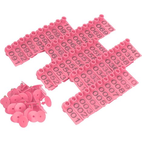 Lot de 100 étiquettes auriculaires numérotées pour bovins (vaches, porcs, moutons), identification précise, rose (1/5)