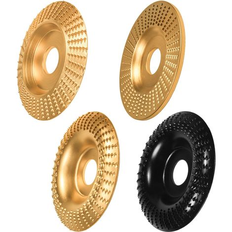 Lot de 4 disques de sculpture sur bois, pour meuleuse d'angle de 10,2 cm ou 11,4 cm avec arbre de 2,2 cm, disque de sculpture sur bois, disque de meulage pour meuleuse d'angle, dents de meuleuse (1/5)