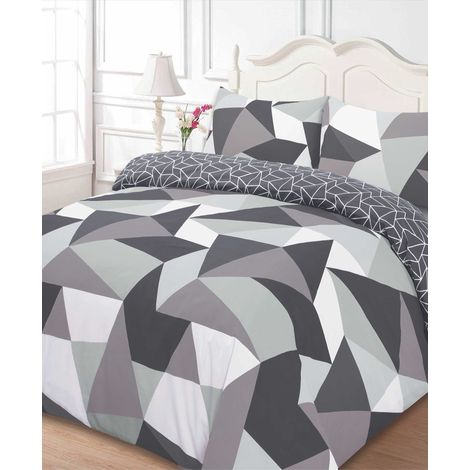 Housse de Couette avec Taie d'oreiller Literie Double - Formes Noir (1/5)