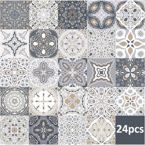 24 Stück Wandfliesenaufkleber – selbstklebende Fliesenaufkleber für Küche, Wohnzimmer, Badezimmer, Heimdekoration, selbstklebend (10 x 10 cm) (1/5)