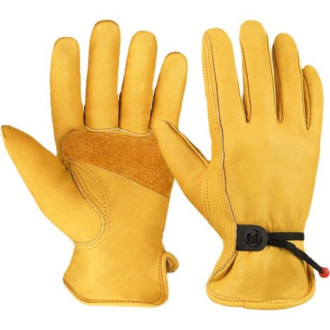 Filiyano-Gants de travail en cuir avec fermeture à poignet, taille S, jaunes (1/5)