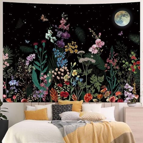 Tapisserie de plantes à fleurs pour tenture murale de chambre à coucher