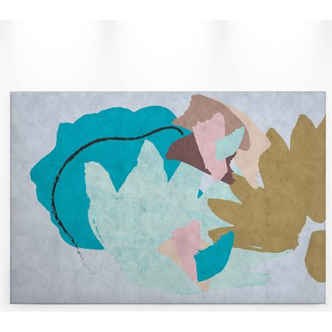 Tableau moderne salon turquoise gris & rose | Tableau scandinave couleur pastel pour couloir | Tableau sur toile idéal cuisine 0,9 x 0,6 m (1/5)