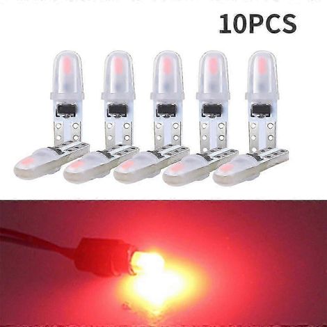 Lot de 10 ampoules LED T5 pour voiture, éclairage de tableau de bord, culot 3014 2SMD 12V, éclairage intérieur latéral, lampe pour instruments et compteurs. (1/5)