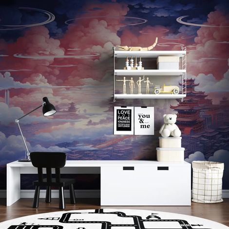 Papier peint japonais ciel aux pagodes 1 - 400 x 260 cm (1/2)