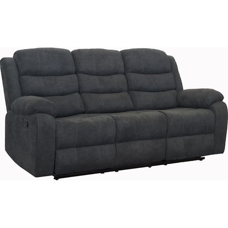 BOSTON MANUAL FABRIC RECLINER SOFA SUITE AMRCHAIR GREY 3 SEATER