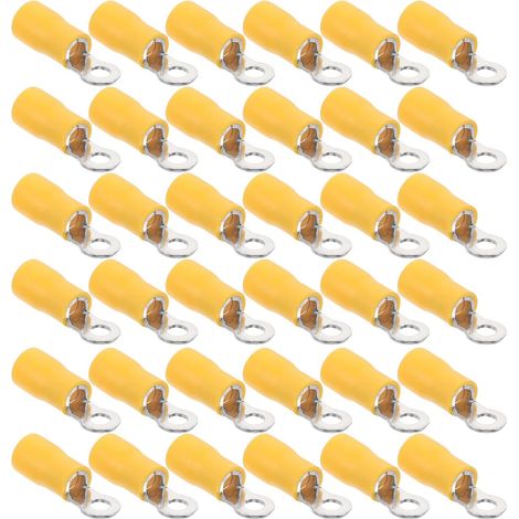 100 Pièces Bornes à Anneau Isolées Jaunes pour Câbles Électriques Cuivre et Pvc, Structure de Connexion Intégrée, pour Câblage de Panneau et Batteries (1/5)