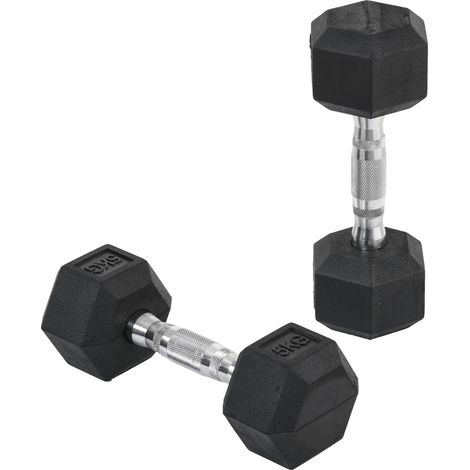 Kit d'entraînement de fitness comprenant 2 haltères hexagonales de 5 kg avec barres de connexion. (1/5)