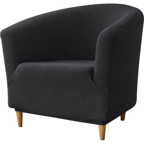 Funda negra para sillón individual tipo cabriolet, funda elástica de jacquard Chesterfield para sillón tipo club, ideal para sala de estar o cafetería, universal (1/5)