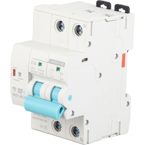 Disjoncteur WiFi intelligent 2P pour montage sur rail DIN, 230 V CA, pour usage domestique ou industriel TOWSM1‑100 (1/5)