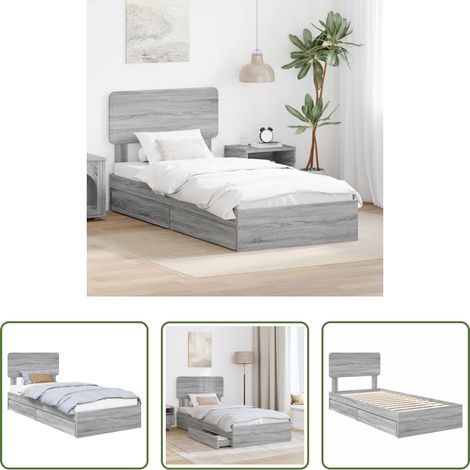Holzwerkstoffbett - Aufbewahrungsbett Graues Sonoma 75 x 190 cm Holzwerkstoff (1/5)
