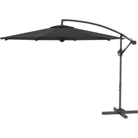 Parasol octogonal déporté pliable, 3 m de diamètre, parasol de jardin avec pied en croix noir