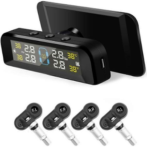 Système de surveillance de la pression des pneus (TPMS) pour voiture, alarme de pression des pneus, TPMS sans fil à énergie solaire avec capteur de pression des pneus intégré (1/5)