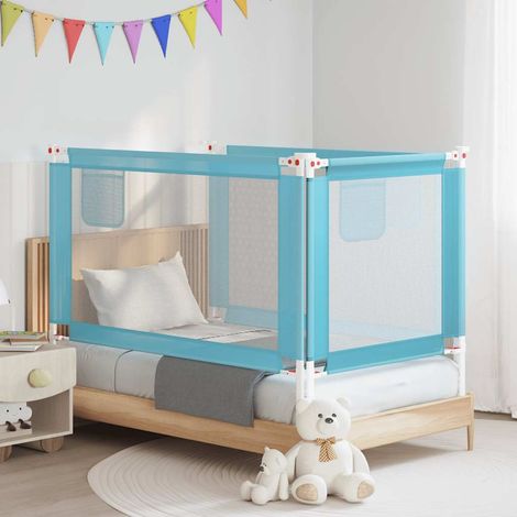 Barrière de lit pour enfant, bleue, 140 x 25 cm, en tissu