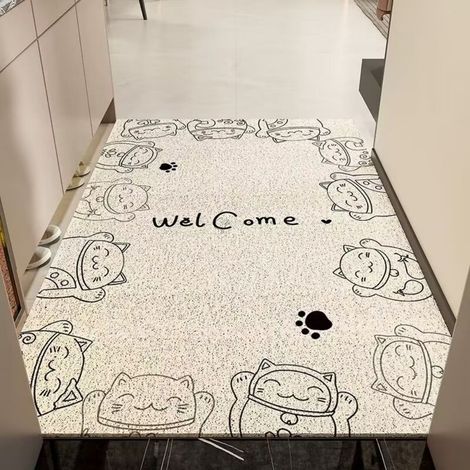 Hello Kitty - Édition Verticale 5080cm Boucle en Soie Tapis d'entrée à motifs de dessins animés, résistant aux taches et facile à nettoyer, tapis en tissu à boucles, tapis antidérapant pour l'entrée (1/4)