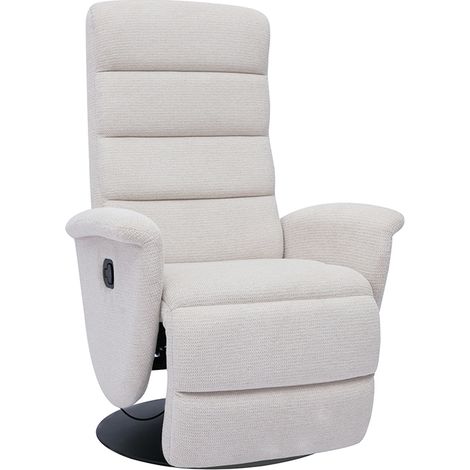 Manueller Relax-Schwenksessel aus beigem Chenille-Gewebe NELSON
