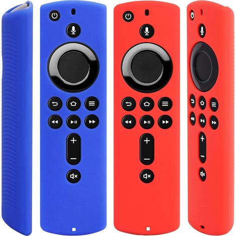 [2 Pack] Silicone Cover Case for TV Stick 4K (2018) / TV (3rd Gen) Compatible with All-New 2nd Gen Voice Remote Control (Red and Blue)