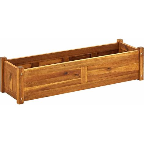 Bac à fleurs - Jardinière pour extérieur/intérieur jardin terrasse balcon - Lit surélevé de jardin Bois d'acacia 100x30x25 cm Chic-450460 (1/4)