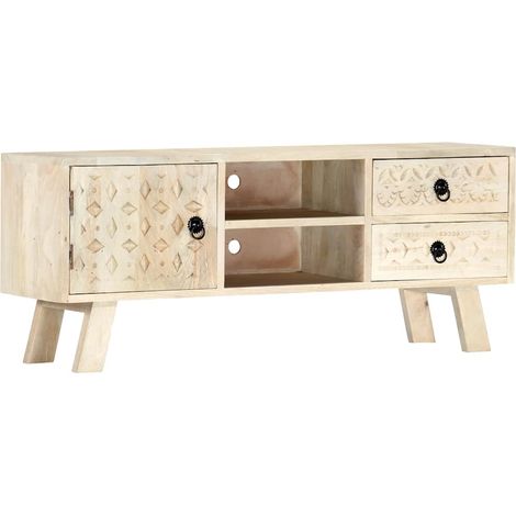 vidaXL Mueble para TV de madera maciza de mango 110x30x44 cm (1/5)
