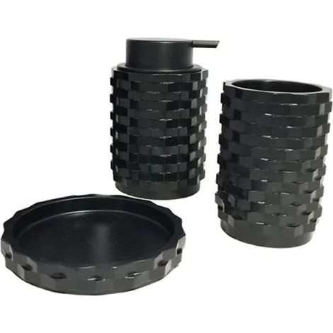 Set 3 accessoires salle de bain noir - WENDY