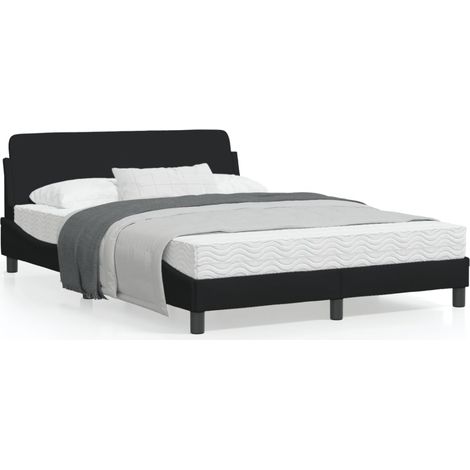 Cadre de lit avec tête de lit Noir 140x190 Tissu (1/5)