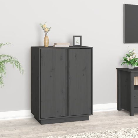 Sideboard Grau 60x35x80 cm Massivholz Kiefer