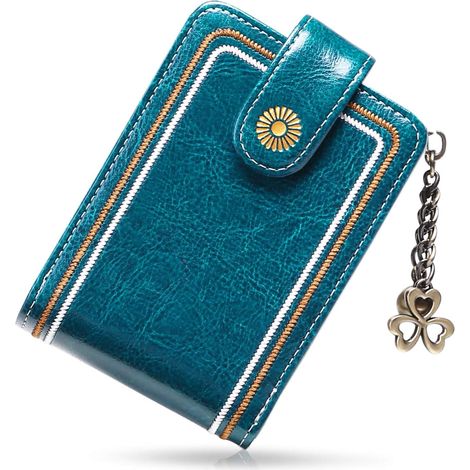 Portefeuille zippé en cuir avec blocage RFID pour femme (1/2)