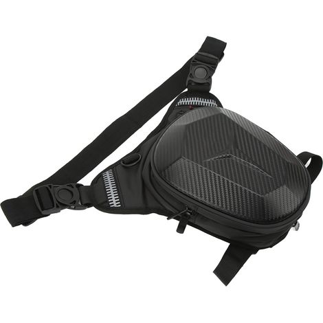 Sacoche de jambe moto avec bande réfléchissante, étanche, ceinture porte-outils extérieur randonnée voyage pêche, style fibre de carbone (1/5)