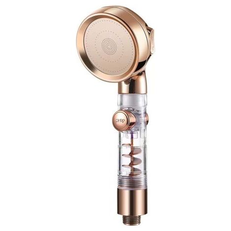 Pommeau Douche Anti Calcaire, Poire de Douche, Pommeau de Douche Haute Pression Douchette Economique, Filtre Pommeau de Douche à 3 Niveaux Système - Or (1/5)