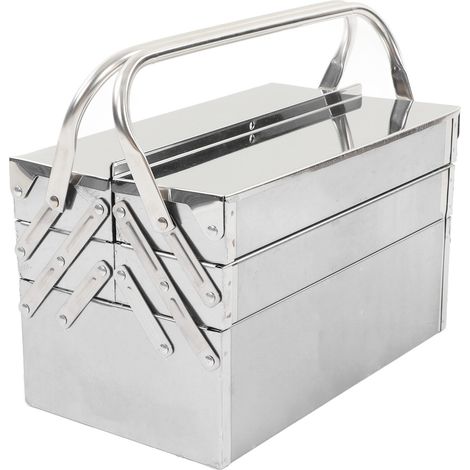 Boîte à outils cantilever en métal pliable et portable pour l'entretien automobile, organisateur de rangement en acier inoxydable à 3 niveaux et 5 plateaux, 350 (1/5)