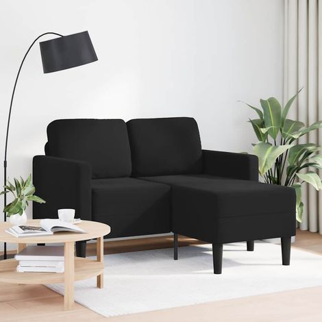 Canapé 2 places,Sofa pour Salon,Banquette avec méridienne en L Noir 125 cm Velours CFW320339 (1/5)