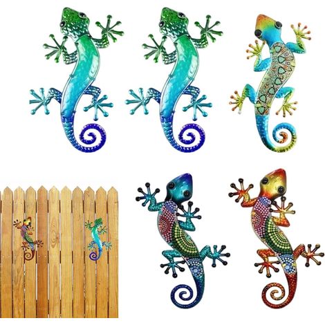 Outdoor Gecko Wanddeko 5 Stück Flache Tierfiguren