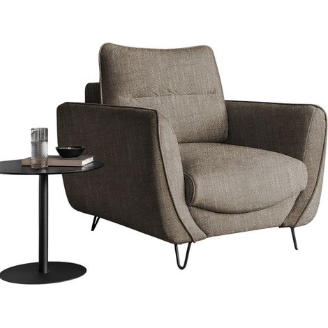 Fauteuil en tissu ZURIK – Élégance italienne et confort durable-Beige chiné (1/4)