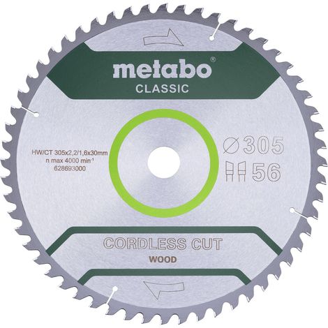 Lame de scie Metabo « cordless cut wood - classic », 305x2,2/1,6x30 Z56 WZ 5° (628693000) (1/2)