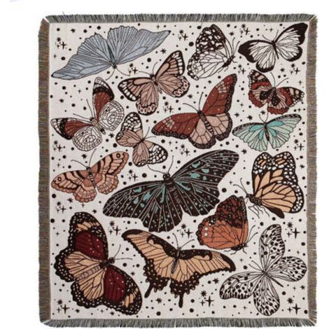 1 Pièce 160x130cm Couverture Plaid Papillons Tricotée Décorée avec des Franges Bohême Simple Doux Confortable Protéger Contre Le Froid pour Canapé Sofa Chaise à Repos et Sieste