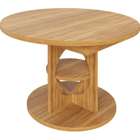 Ausziehbarer Esstisch mit Stauraum, 110–150 cm, Holzoptik/Schwarz, MDF und Metall (1/5)